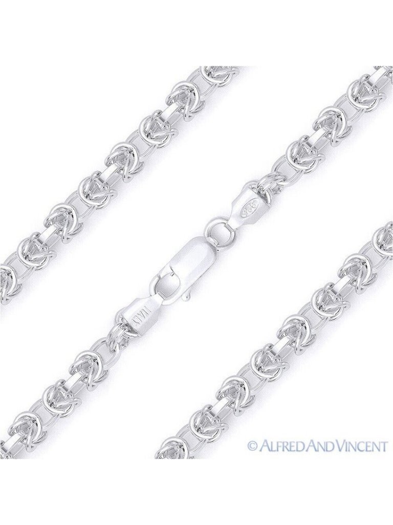 Byzantine Bali Link Chain Bracelet In Solid Italy .925 Sterling Silver - 8"